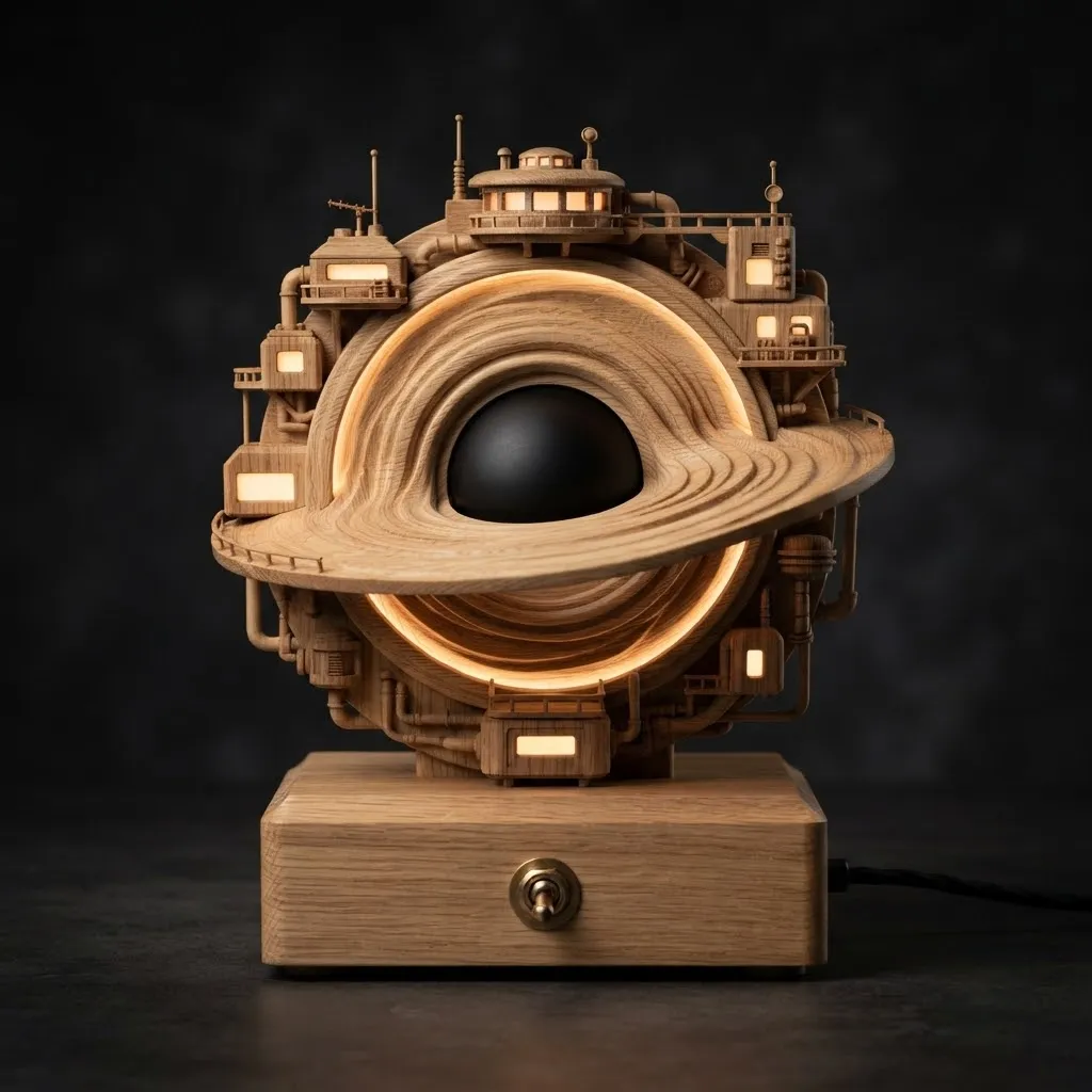 Wooden Black Hole Research Base Night Light